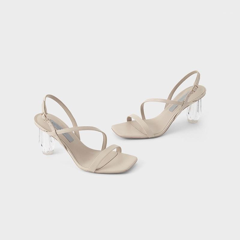 

Dress Shoes Women Simple Fashion Sandals Summer Square Toe Open Transparent High Heel Formal Wear Professional, Black