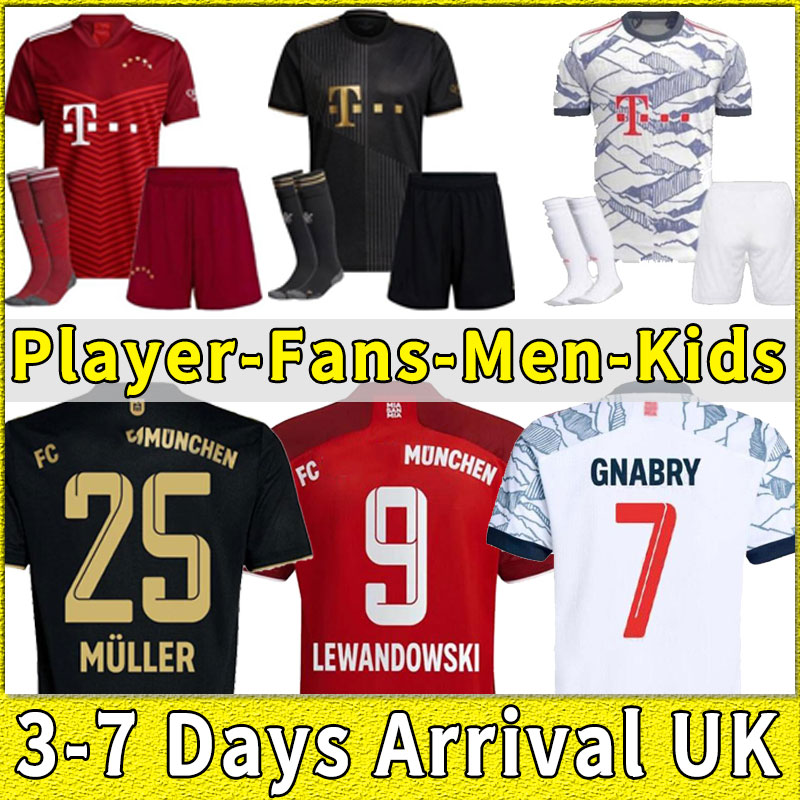 

2021 2022 Bayerns Soccer Jerseys Upamecano PAVARD Zirkzee Goretzka NEUER MULLER LEWANDOWSKI Munichs SANE Kimmich 21 22 football shirt player version full set kids, Third