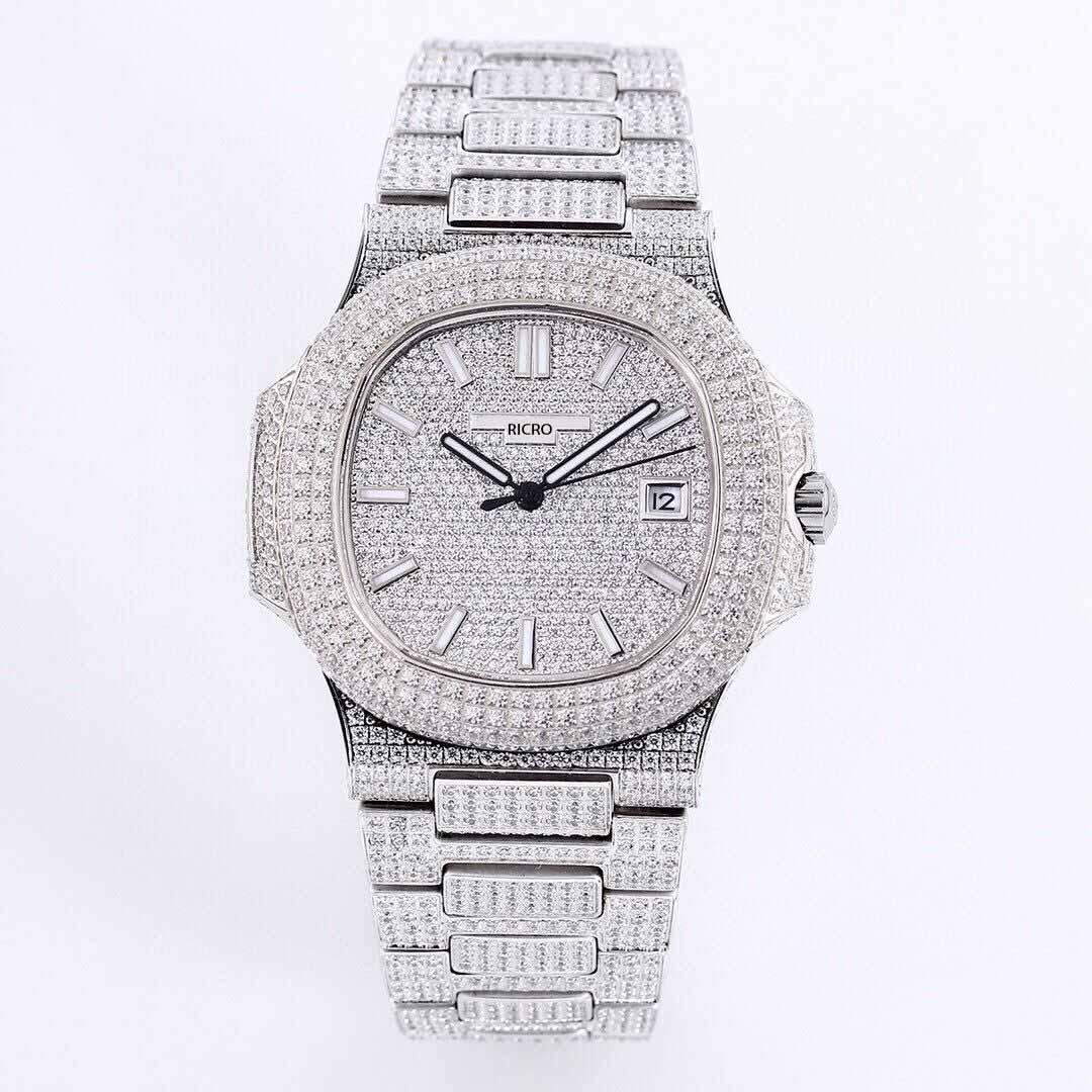 

Luxury watch master automatic mechanical movement fluorescent scale pointer men's top full diamond stainless steel sapphire glass waterproof wholesale and retail