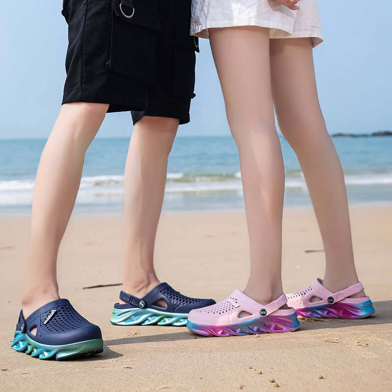 

High Quality Men Women Trainer Sport Size Cross-border Summer Slippers Thick-soled Beach Shoes Couple Hole Shoe Outdoors Baotou Sandals Code:25LL-7790, 52659