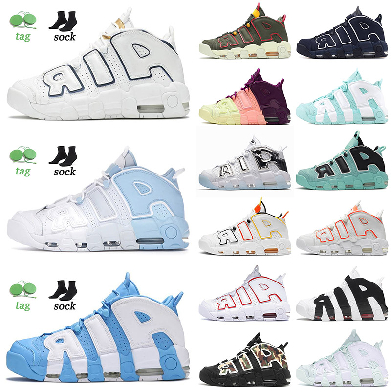 

High Quality 2021 Scottie Pippen Basketball Shoes Unc University Blue Midnight Navy Light Citron Bone Barely Green Mens Women Trainers Air More Uptempo, A9 bulls hoops pack 36-47