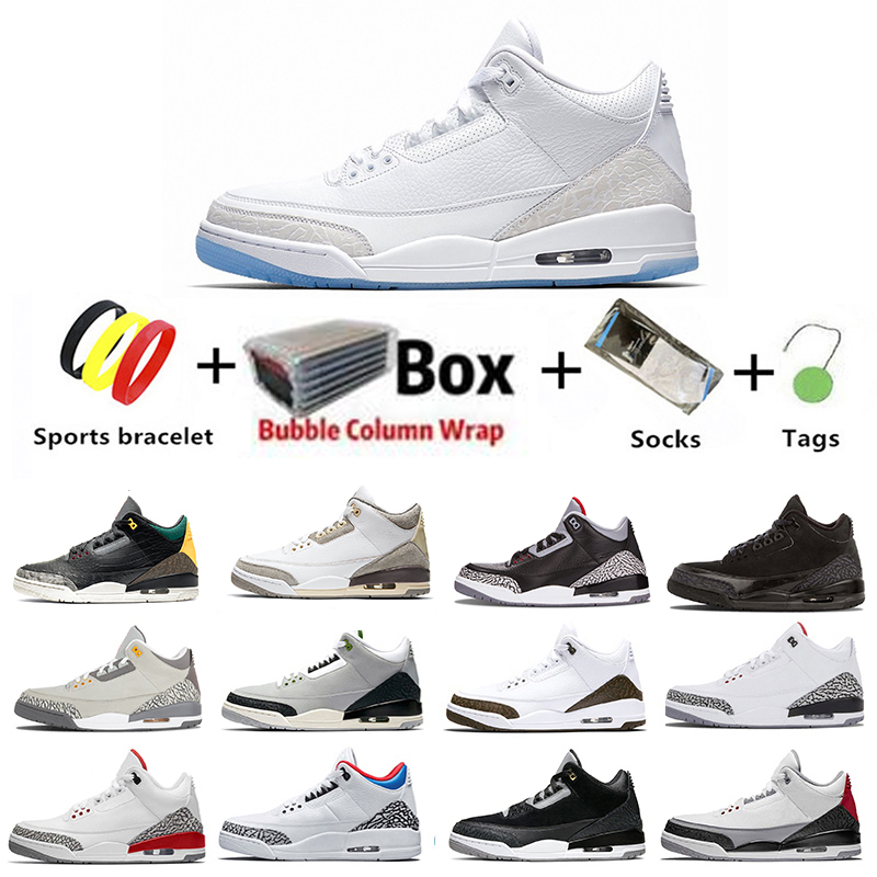

Jumpman Mens 3 Basketball shoes 3s Cool Grey Court Purple Varsity Royal SEOUL Midnight Navy Free Throw Line A Ma Maniere Cat men trainers sports sneakers, Color#12