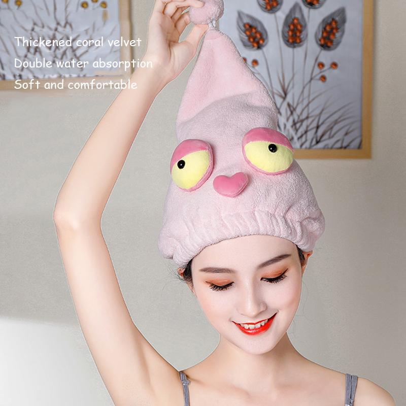 

Shower Caps Bathroom Supplies Cap Dry Hair Double Water Absorbent Quick-Drying Thicken Long Pack Turban Towel