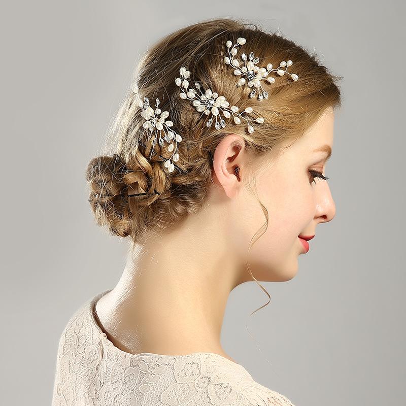 

Headpieces Bridal Hairpin Gold And Silver White Pearl Dress Modeling Accessories