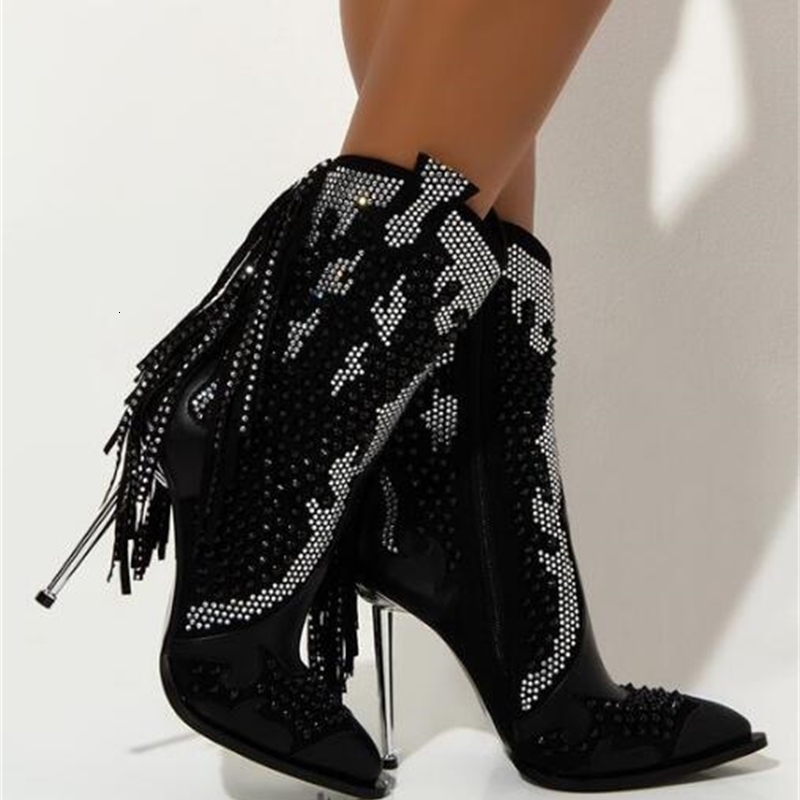 

boots dipsloot black woman strass ie ankle pointed toe heels short boots dxlw