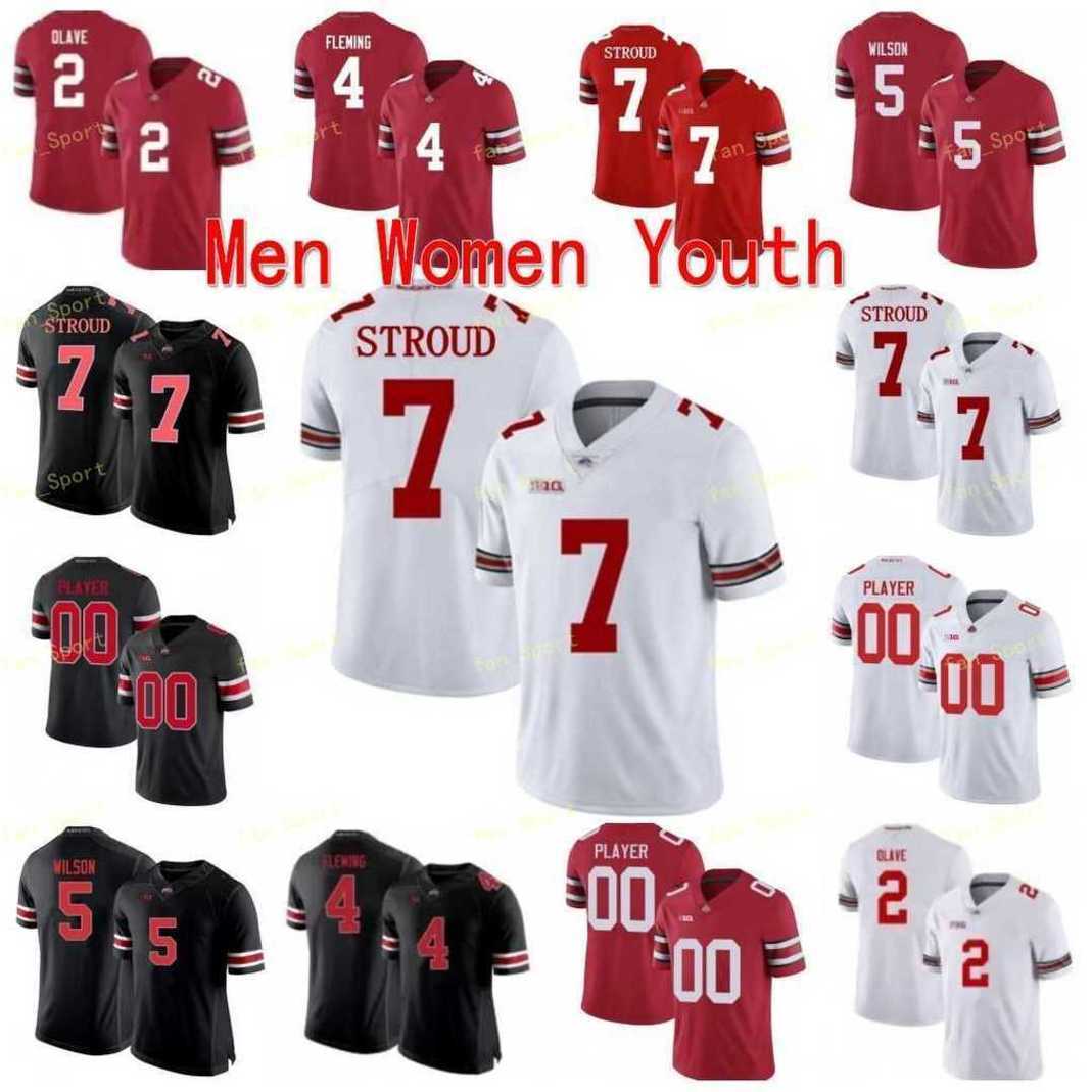 

NCAA College Ohio State Buckeyes Football Jersey C.J. Stroud Chris Olave Garrett Eddie George Fields Wilson Teague III Julian Fleming J.T. T, Black