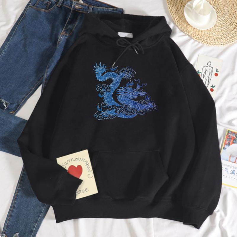 

Women's Hoodies & Sweatshirts Awesome Japanese Dragon Printing Sweatshirt Woman Harajuku Casual Hoody Fashion Vintage S-XXL Men Pullover Top, Black