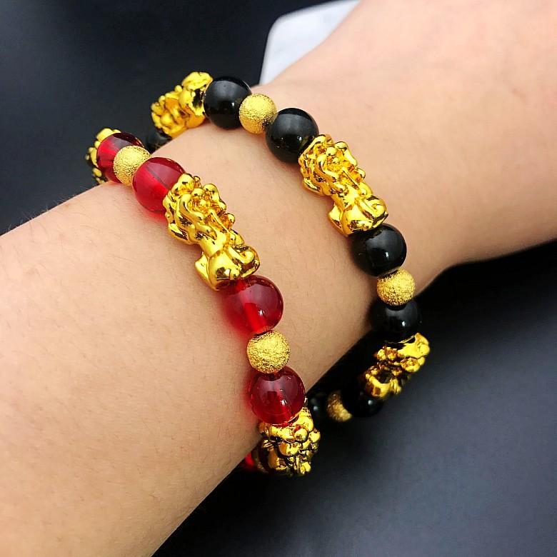 

Beaded, Strands Gold Color Brave Troops Stone Beads Bangles & Bracelets Fashion Jewelry Chinese Lucky Energy Bracelet For Men Gift 2021, Black