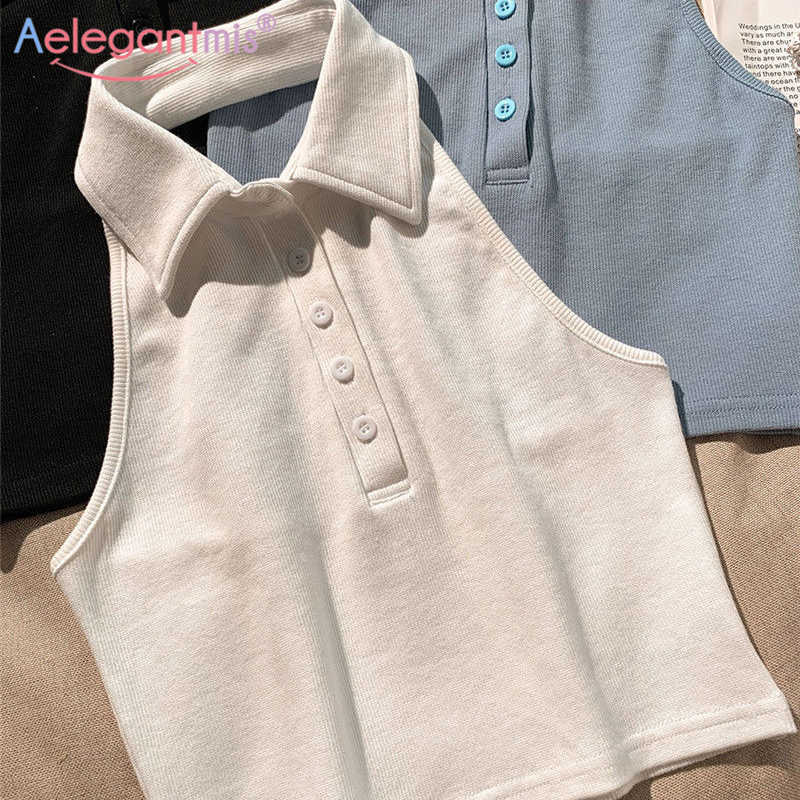 

Aelegantmis Backless Halter Tank Top Women Sexy Slim Streetwear Cropped Tops for Womens Vintage Solid Short Girls 210607, White