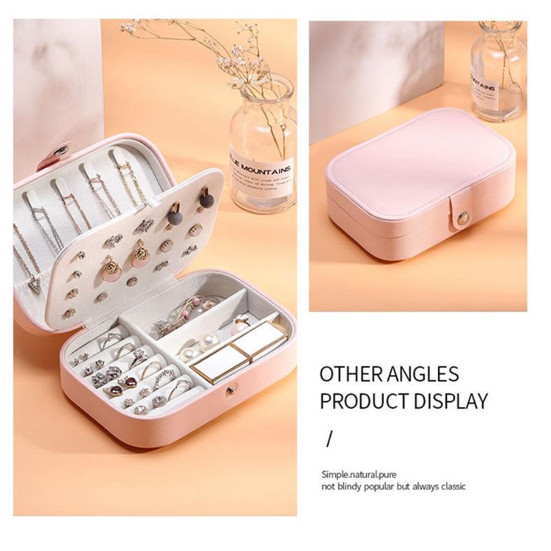 

Cosmetic Bags & Cases Jewelry Box For PU Leather Small Portable Travel Case 2 Layers Organizer Display Storage Holder Boxes, Blue