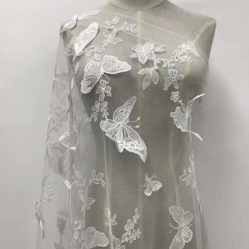 

Ribbon 2021 White Organza Applique Lace African Mesh Chiffon Material Nigerian Fabric Wedding Dress French Tulle