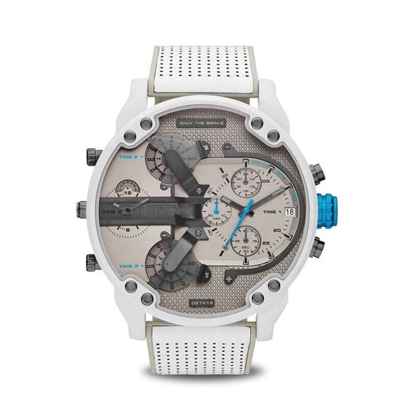 

Men Big Large Dial Watch Fashion Individual Clock Silicone Belt 7419 White Quartz Watch Sports Business Hour Male Dz 220208