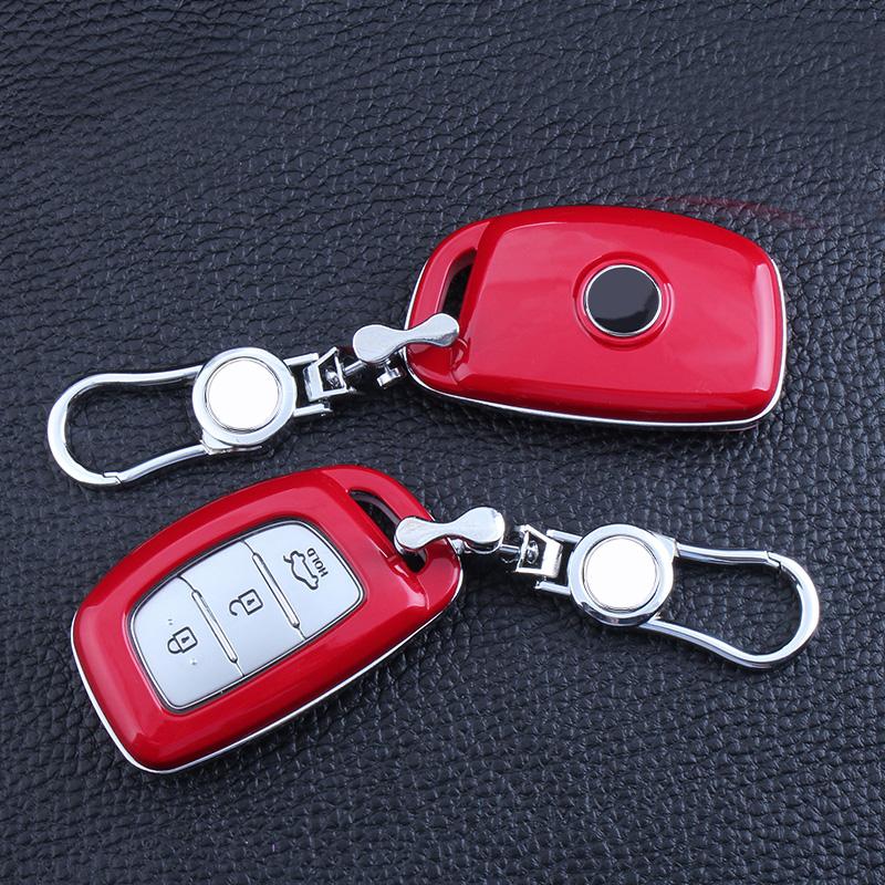 

Keychains Paint Craft Car Key Cover Case Holder Ring Chain ABS+alloy For 3 Button Smart Remote Hyundai IX35 IX25 Mistra
