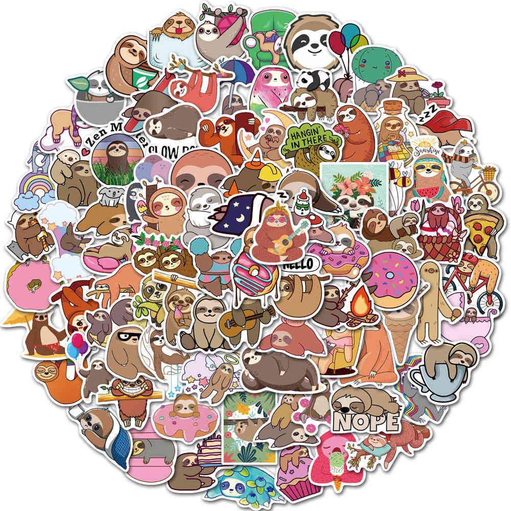 

10/30/50PCS Cartoon Anime Sloth Sticker Trolley Case Bike Scooter Water Cup Waterproof Sticker Wholesale Car, Dont pay this link for custom made
