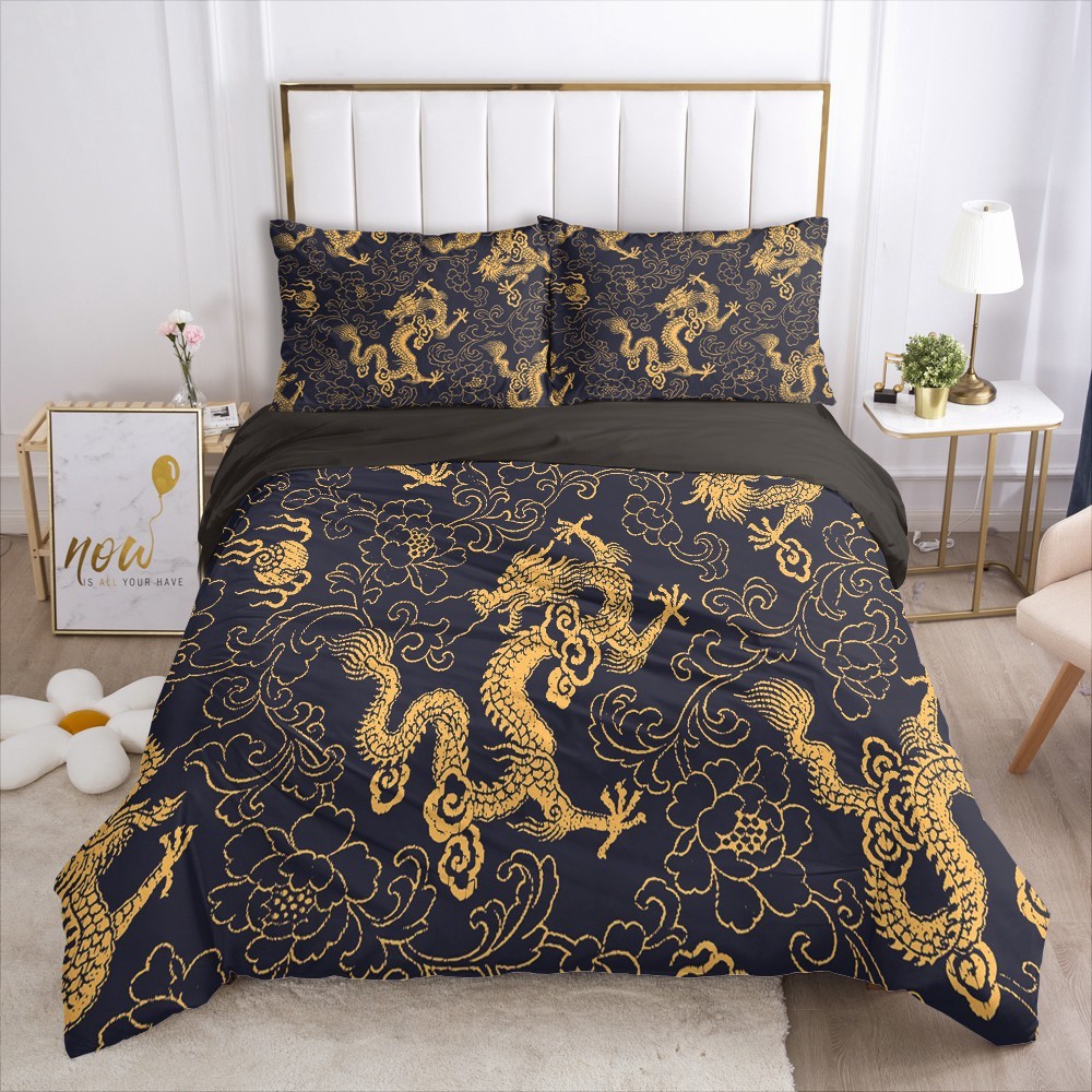 

3D Duvet Quilt Cover Sets Bedding Set Comforter Covers Bed Linen Double Single King  Size Chinese Dragon Design Bedclothes 210319