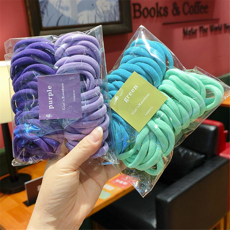 

Hair Accessories 50/Set Women Girls 4CM 2CM Colorful Nylon Elastic Bands Ponytail Holder Rubber Scrunchie Headband, Slivery;white