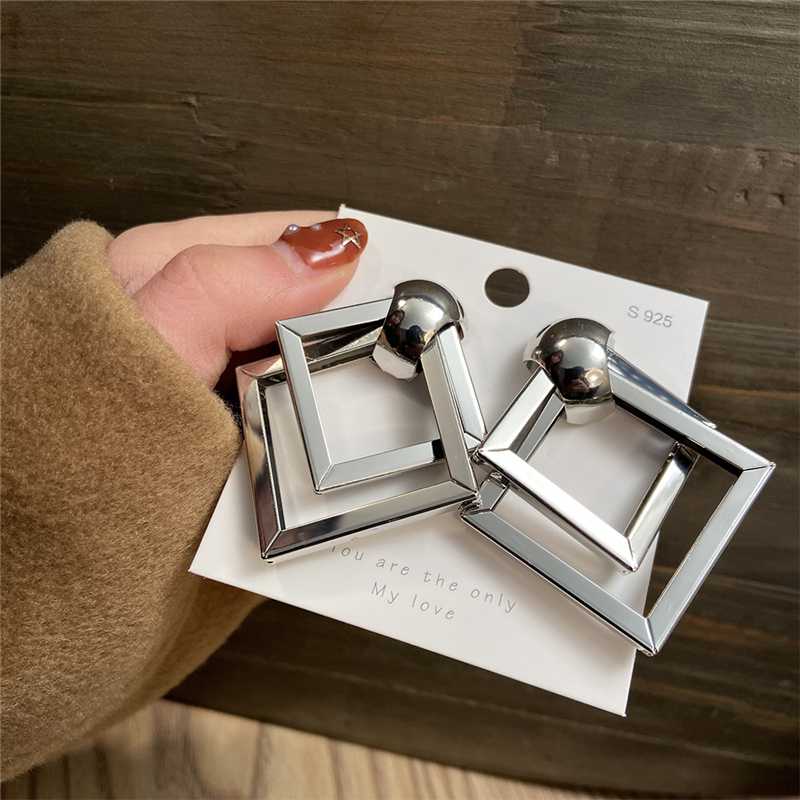 

Dangle & Chandelier I'WAIT Vintage Silver Color Geometric Square Earrings For Women Trendy Big Multilayer 2021 Unusual Jewelry