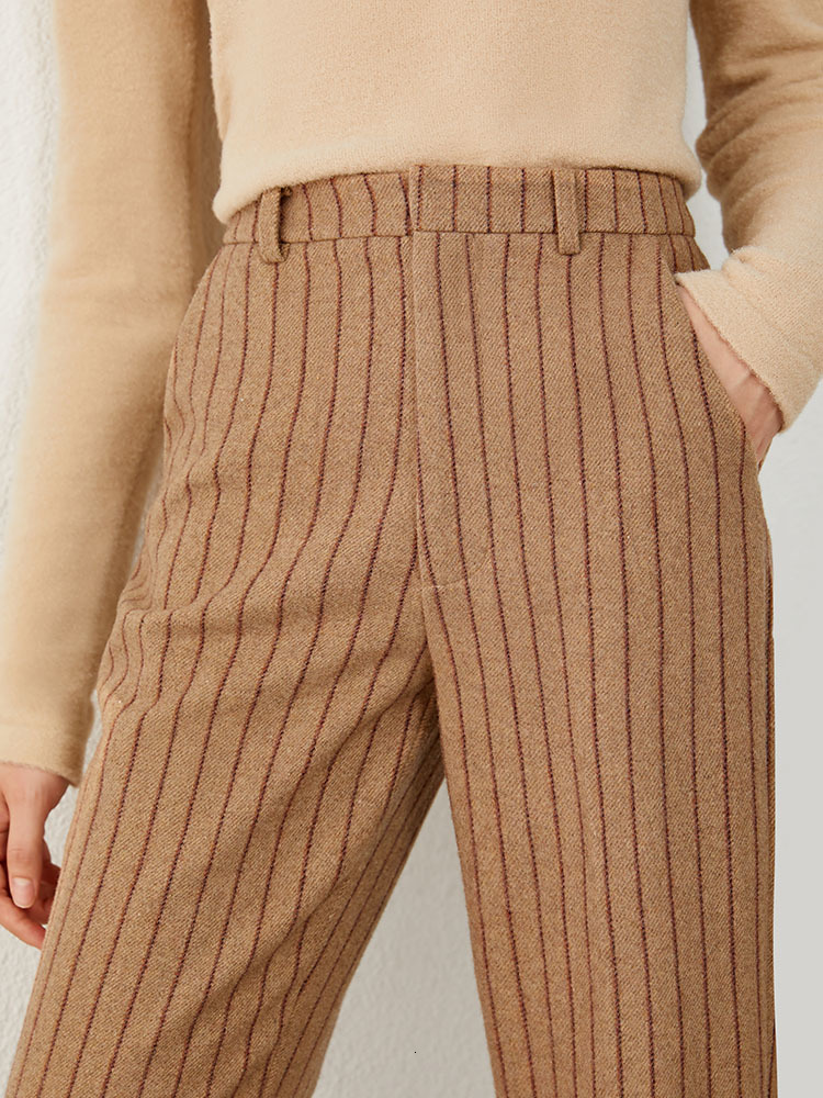 

women's pants & capris minimalismo outono inverno de lÃ£ calÃ§as femininas moda listra cintura alta em linha reta ankel-comprimento femin, Black;white