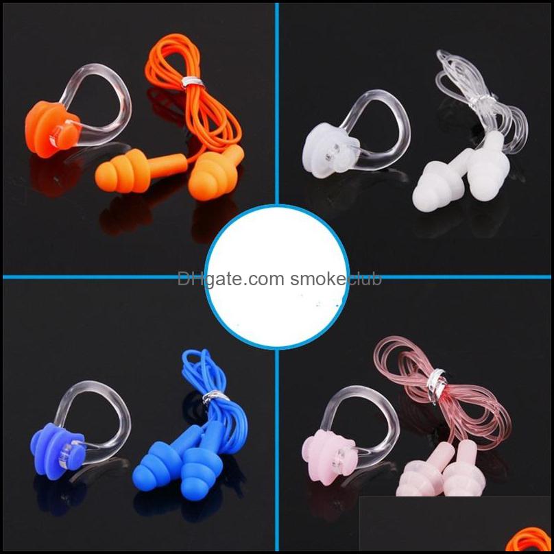 

Earplugs Swimming Equipment Sports & Outdoors Swim Earplug Waterproof Bathing Nasal Clip With Rope Silica Gel Child Men And Women Portable O