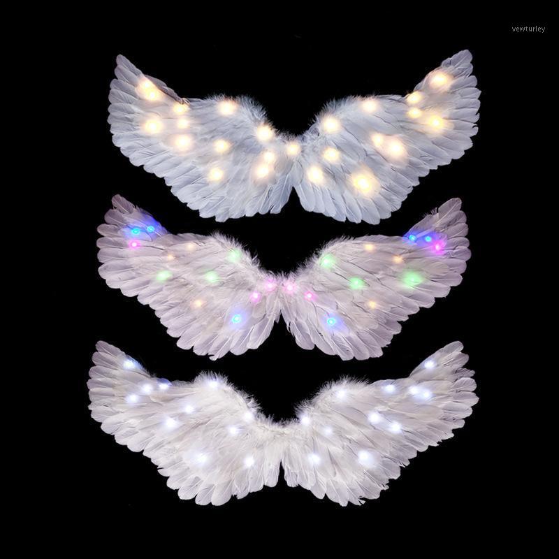 

Party Decoration Women Girls LED Glow Light Up Angel Feather Wing Costume Birthday Gift Props Show Home Wedding Wall Decor