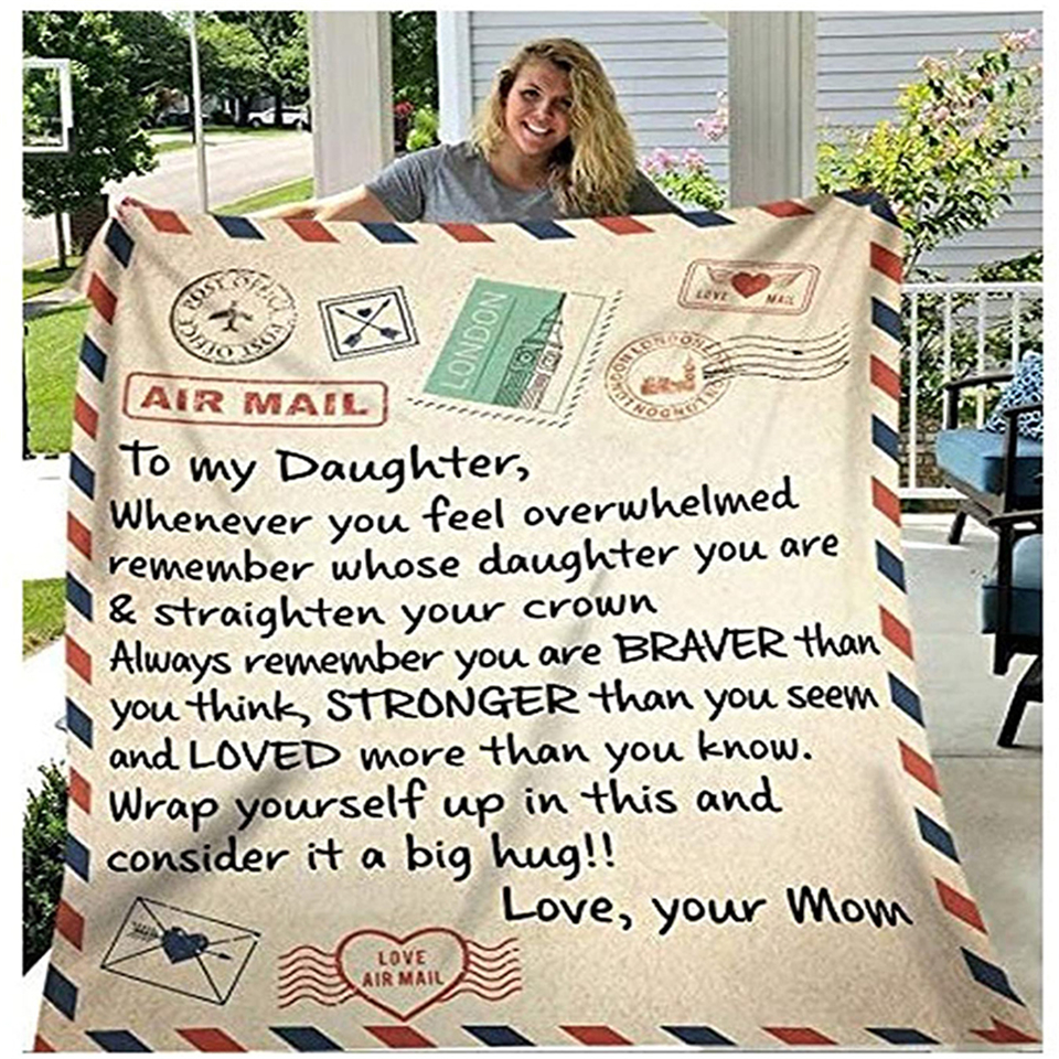 

Flannel Throw Blankets to My Daughter or Son Letter Printed Quilts Dad Mom for Daughters Air Mail Blanket Encourage and Love