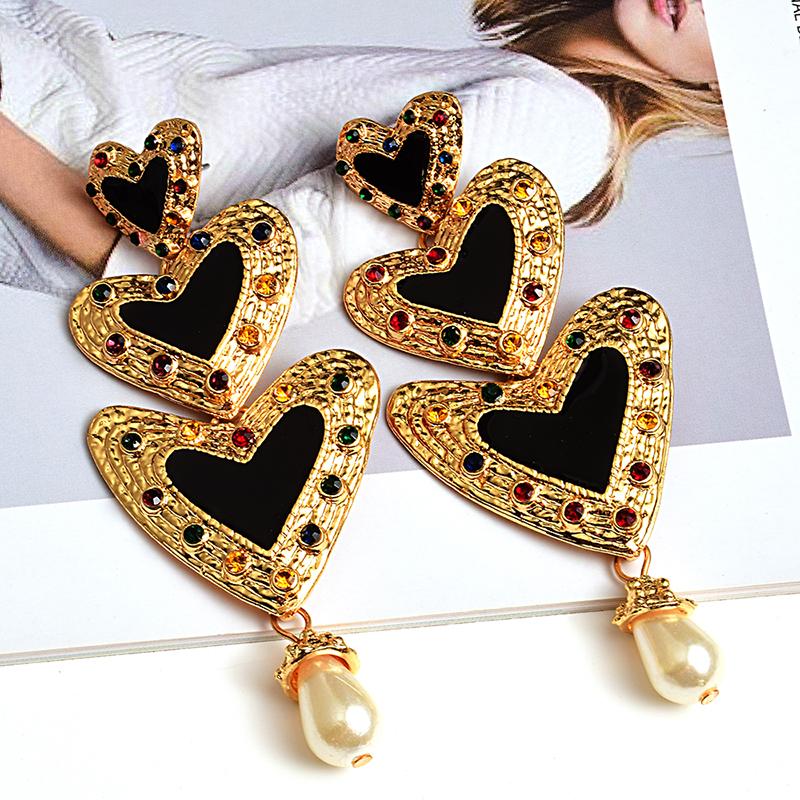 

Dangle & Chandelier Imitation Pearl Earring For Women Gold Color Love Heart Beaded Drop Earrings Trendy Jewelry Statement Gifts, Silver