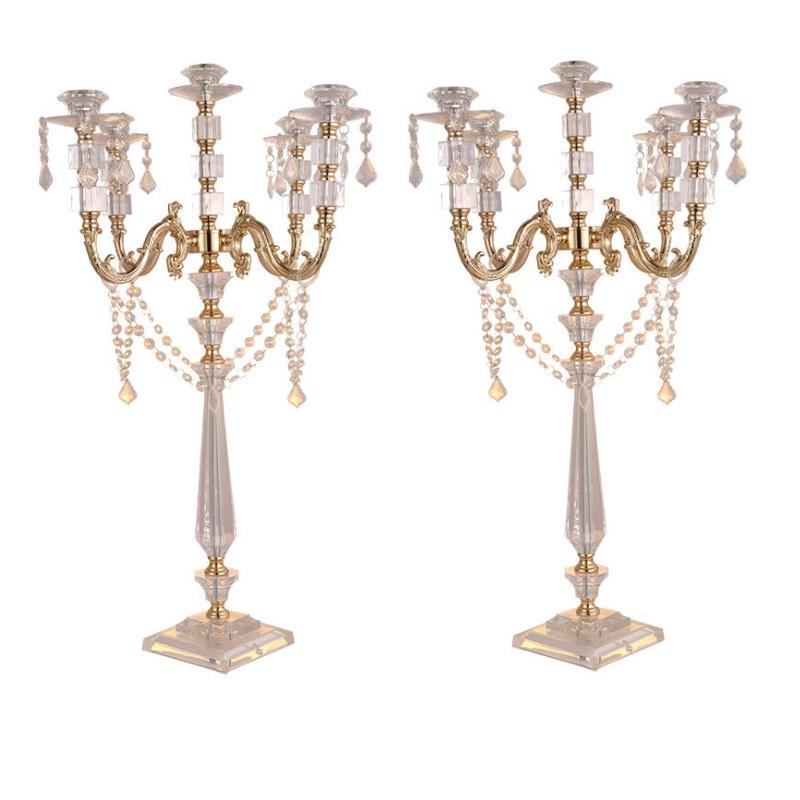 

Candle Holders Acrylic Candelabras Crystal Pendants 77 CM/30" Height Marriage Candlestick Wedding Centerpieces Home Decor