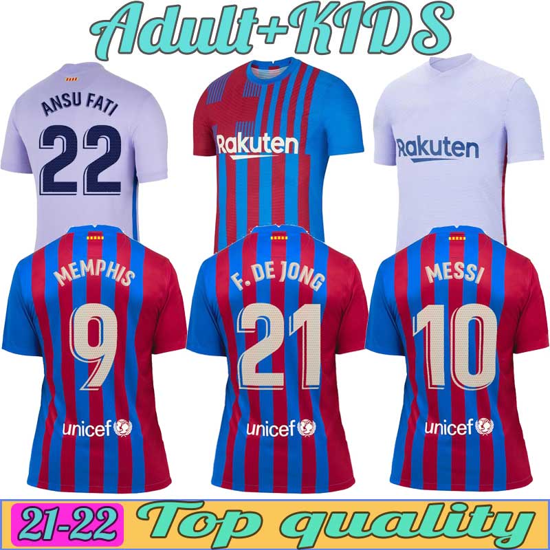 

messi soccer jersey BARCA camiseta futbol ANSU FATI 21/22 GRIEZMANN F.DE JONG Maillots de men kids kit can customize name number shiping free, 2021