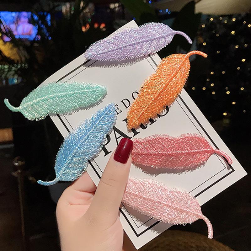 

Hair Accessories Korean Version Of The Leaf Clip Temperament Bangs Card Sweet Feather Mori Side Cute
