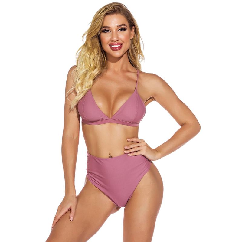 

Women' Swimwear 2021 Designer High Waist And Beachwear Pink Girl Swimsuit Suspender Sexy Bikini 2 Pieces Swim Suits Woman