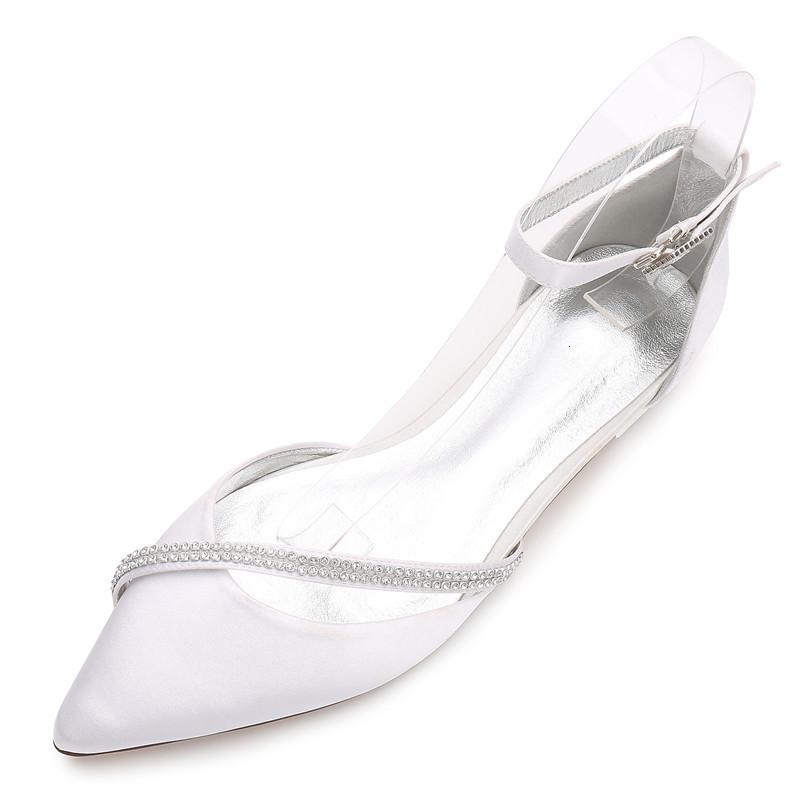

dress shoes comfort satin women wedding flats pointed toe ankle buckle strap crystals brdial party 39p8, Black