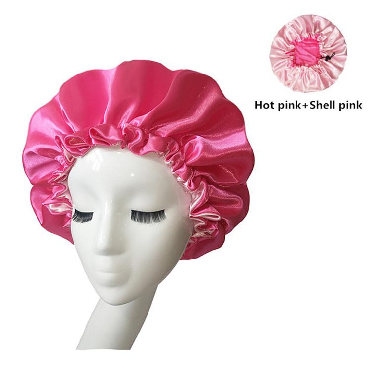 

Beanie/Skull Caps Solid Color Satin Nightcap Two-Tier Adjustable Shower Cap Drawstring, Blue;gray
