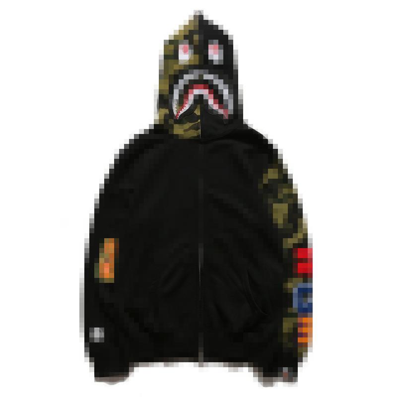 

Women Fashion Ape Shark Hooded Hoodie A Bathing AAPE Coats Camo Full Zip JacketÂ HIP HOP Streetwear Cotton Breathable Plus Size Women Clothin, Black