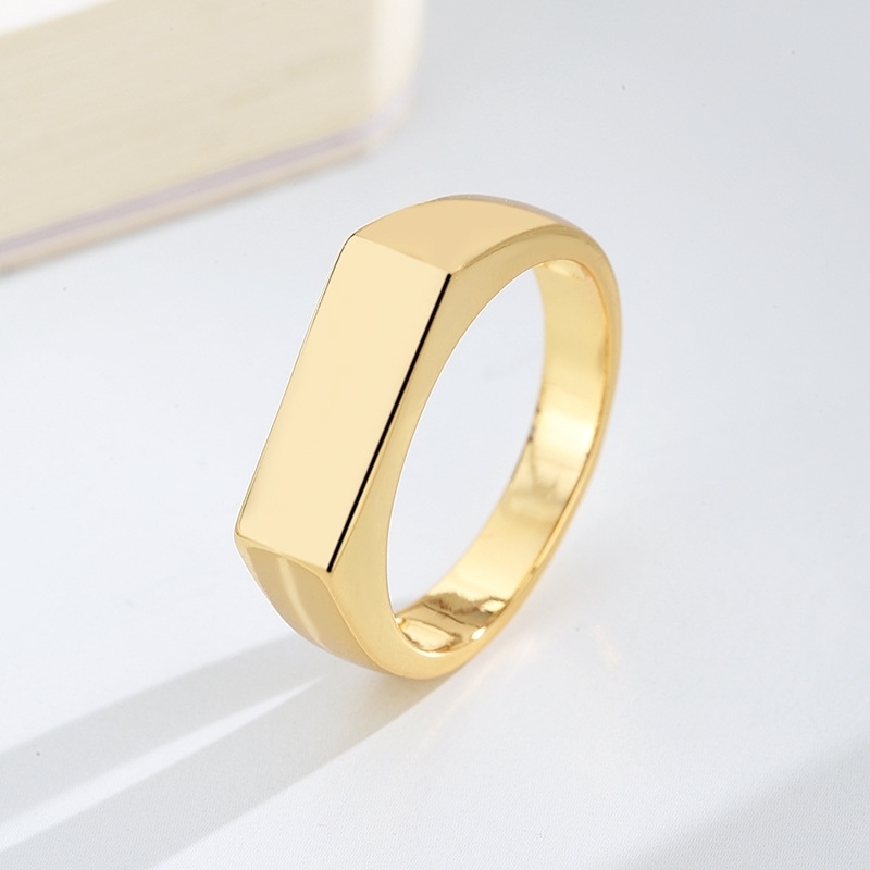 

Fashion female personality ring, smooth rectangular arc simple tail ring, Black