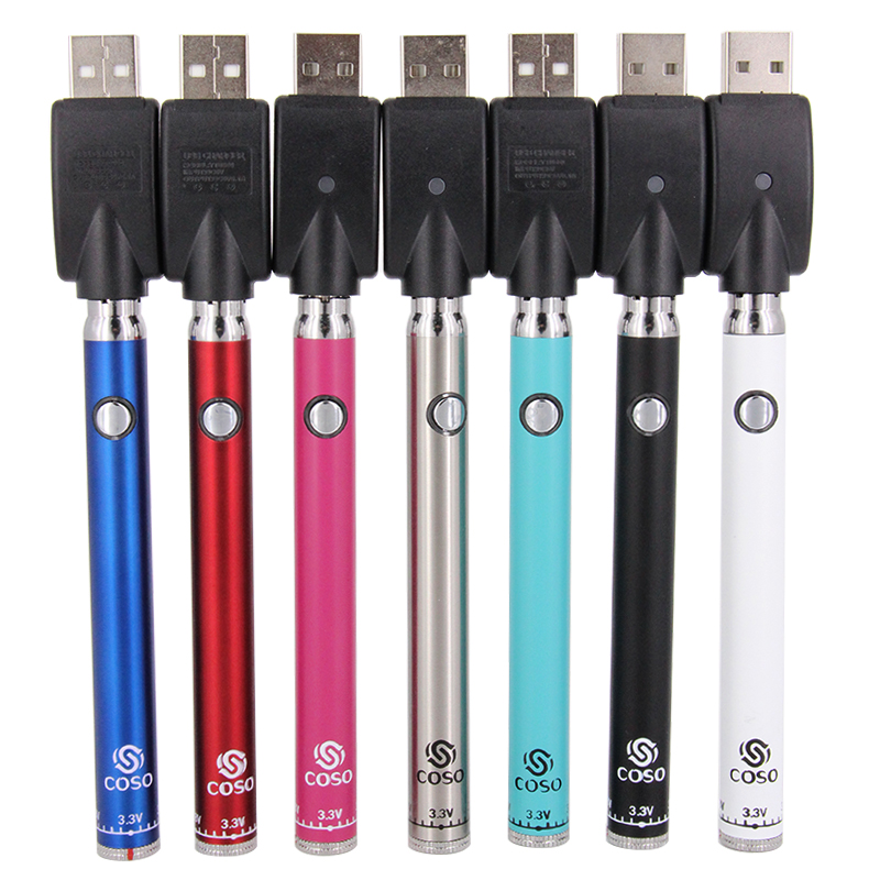 

Coso bottom twist variable voltage preheating battery vape pen preheat battery 380mah 3.3-3.8 for vapor thick cartridges 510 thread Oringinal
