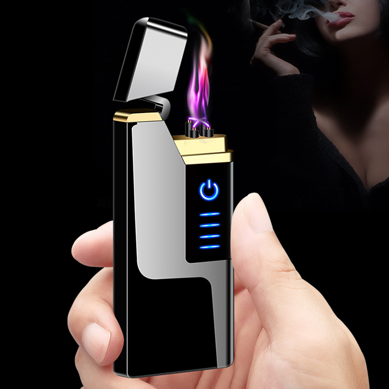 

Thin Finger Touch Eectronic Doube Arc Cigarette Cigar Encendedor Windproof Pasma ighter Usb Rechargeabe Dropship piers