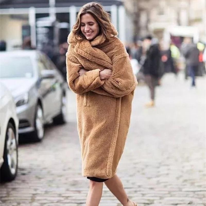 

Women' Fur & Faux Coat Women 2021 Casual Furry Plus Size Thick Warm Jacket Long Teddy Winter Casaco Feminino, Red