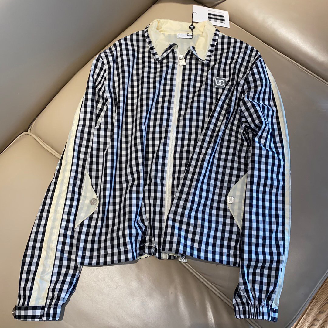 

21ss luxury women Sunscreen jackets autumn Classic Square grid printing leisure coat female outwear size SML, Black
