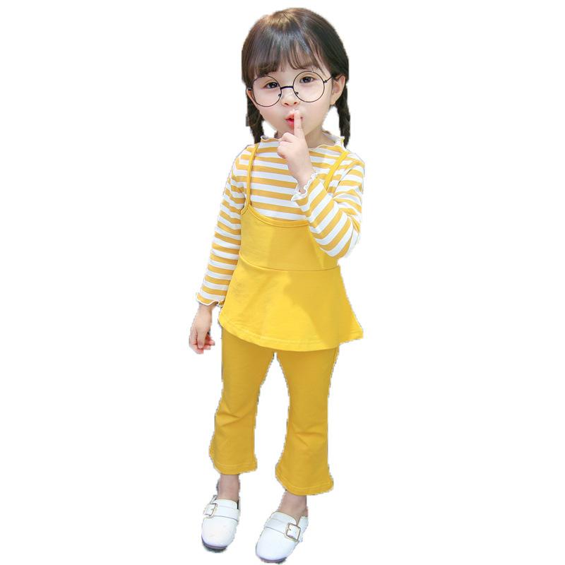 

Clothing Sets Spring Autumn Children Clothes Suit Baby Girl Lovely Striped T Shirt Pants 2pcs/sets Kids Infant Toddler Sportswear, El tiaowen f yellow