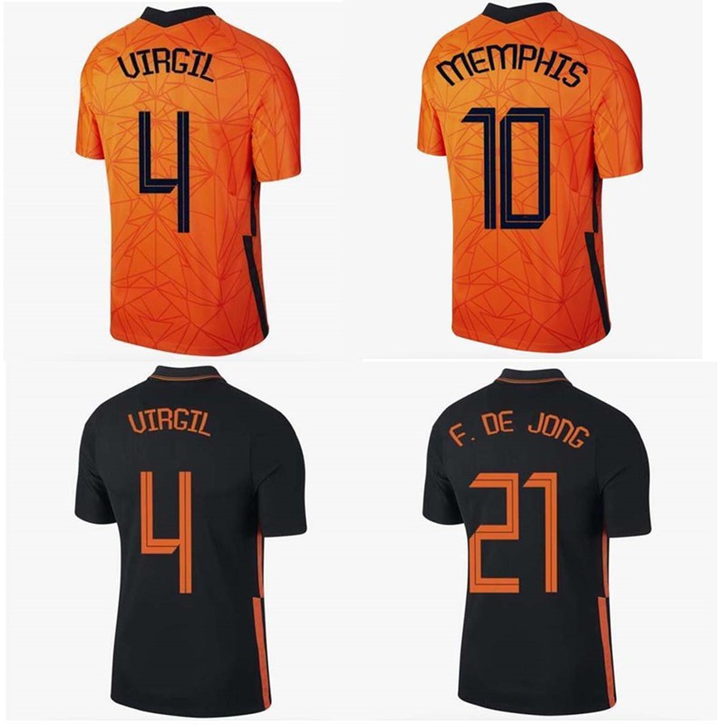 

Top 20 21 VIRGIL soccer jerseys F.DE JONG football shirt 2020 2021 DE LIGT jersey MEMPHIS maillot de foot, Black;yellow