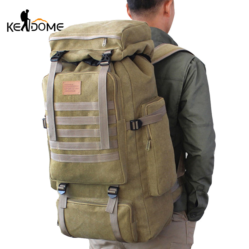 

60L Large Military Bag Canvas Backpack Tactical Bags Camping Hiking Rucksack Army Mochila Tactica Travel Molle Men Outdoor XA84D, Style 1 black