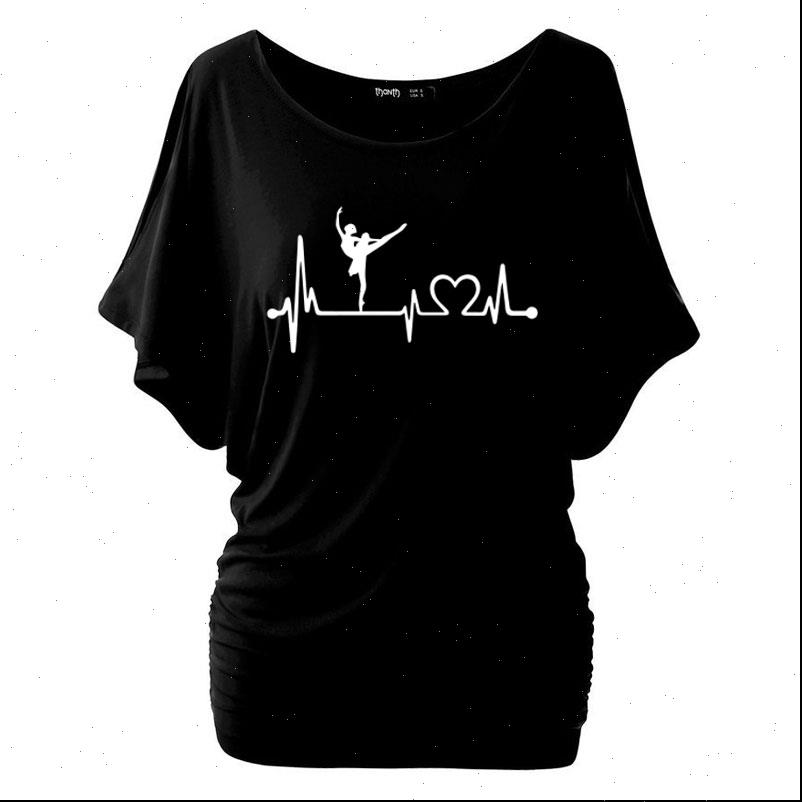 

harajuku ballet ballerina dance heartbeat womens printed casual summer batwing short sleeve shirt cotton, White