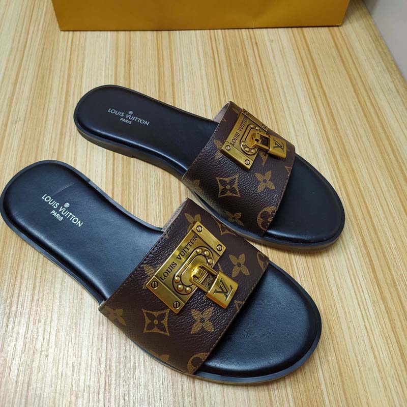 

Luxury Brand Sandals Designer Slippers Slides Floral Brocade Genuine Leather Flip Flops Women Shoes Sandal dqbag 48, Box