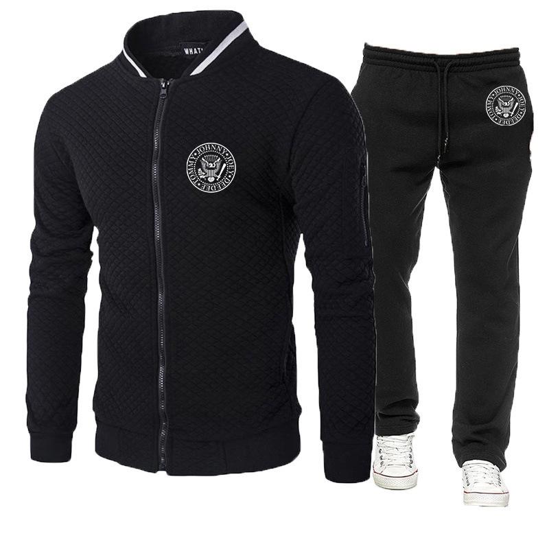 

Men's Tracksuits Ramone Seal Graphic Printed 2021 Set Autumn And Winter Fleece Thicken Sweatshirt Tracksuit +Pants Sportswear 2PCS Sets, Gray