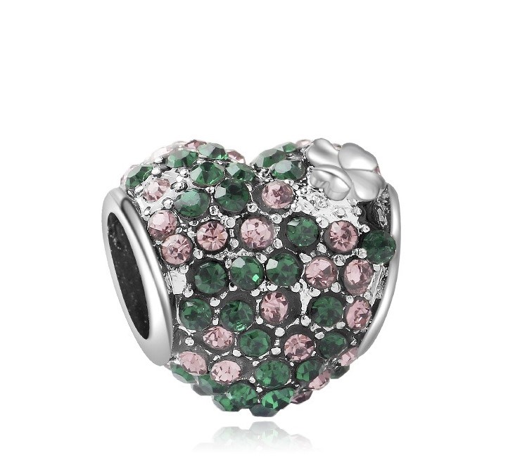 

Fits Pandora Bracelets 20pcs Heart Crystal Four Leave Clover Silver Charms Bead For Women Making Diy European Necklace Jewelry Accessorie