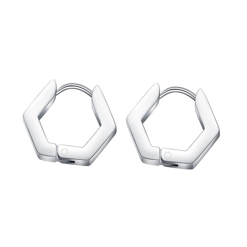 

Hoop & Huggie Pentagon Stainless Steel Earring For Men Cool Simple Hip- Emo Korean Geometric Jewelry 2021