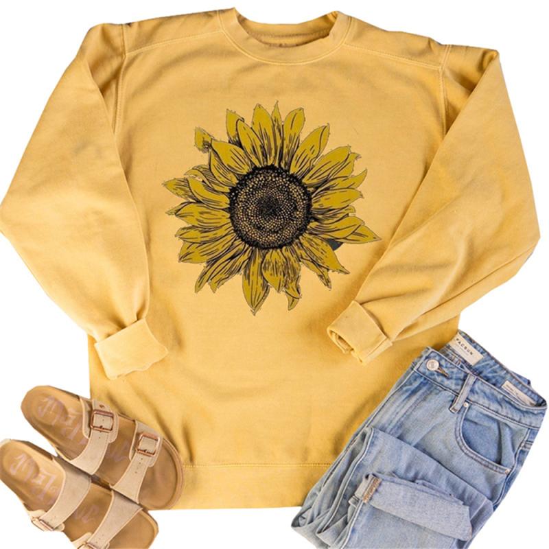 

Women' Hoodies & Sweatshirts Fashion Sunflower Graphic Loose For Women 2021 Winter Fall Clothes O Neck Long Sleeve Oversized Pullovers Fema, Black