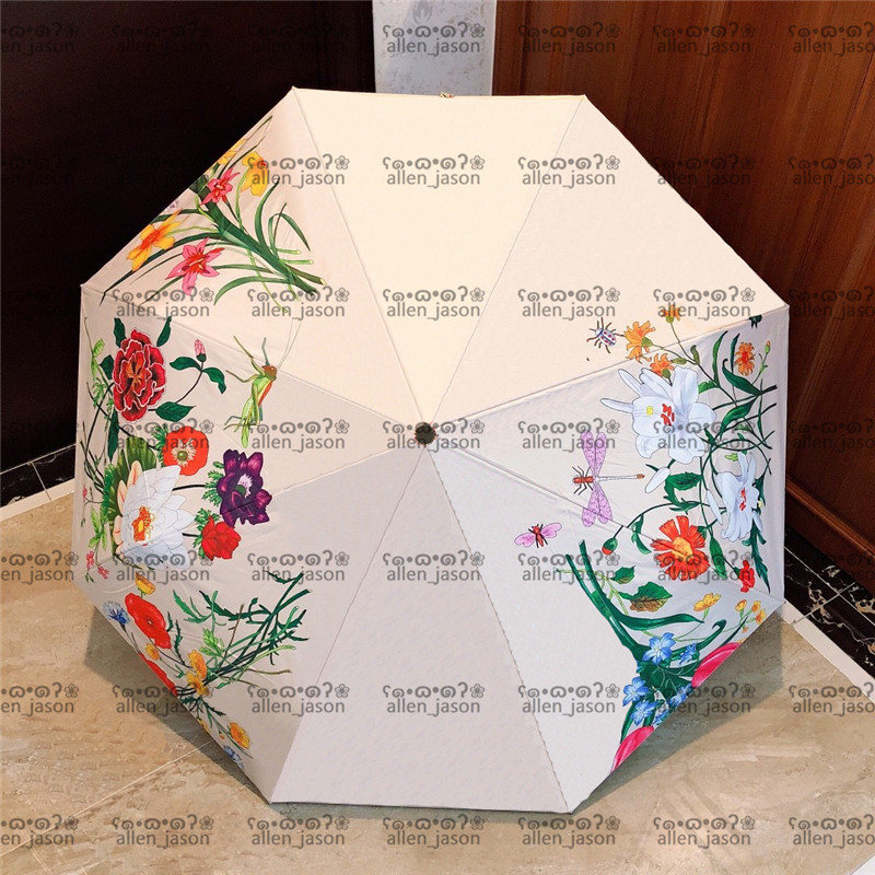 

Simple Flowers Umbrellas Hipster Automatic Folding Luxury Umbrellas Top Quality Outdoor Travel Designer Multifunction Sun Umbrellas, As pic