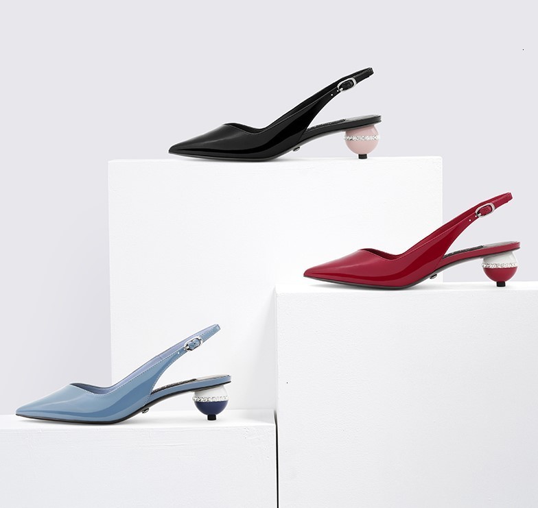 

B324 marca sapatos de Sandals verão apontou toe anormal sandálias salto alto elegante patente leahter novos estranho bombas E1ZN, 1# shoe box