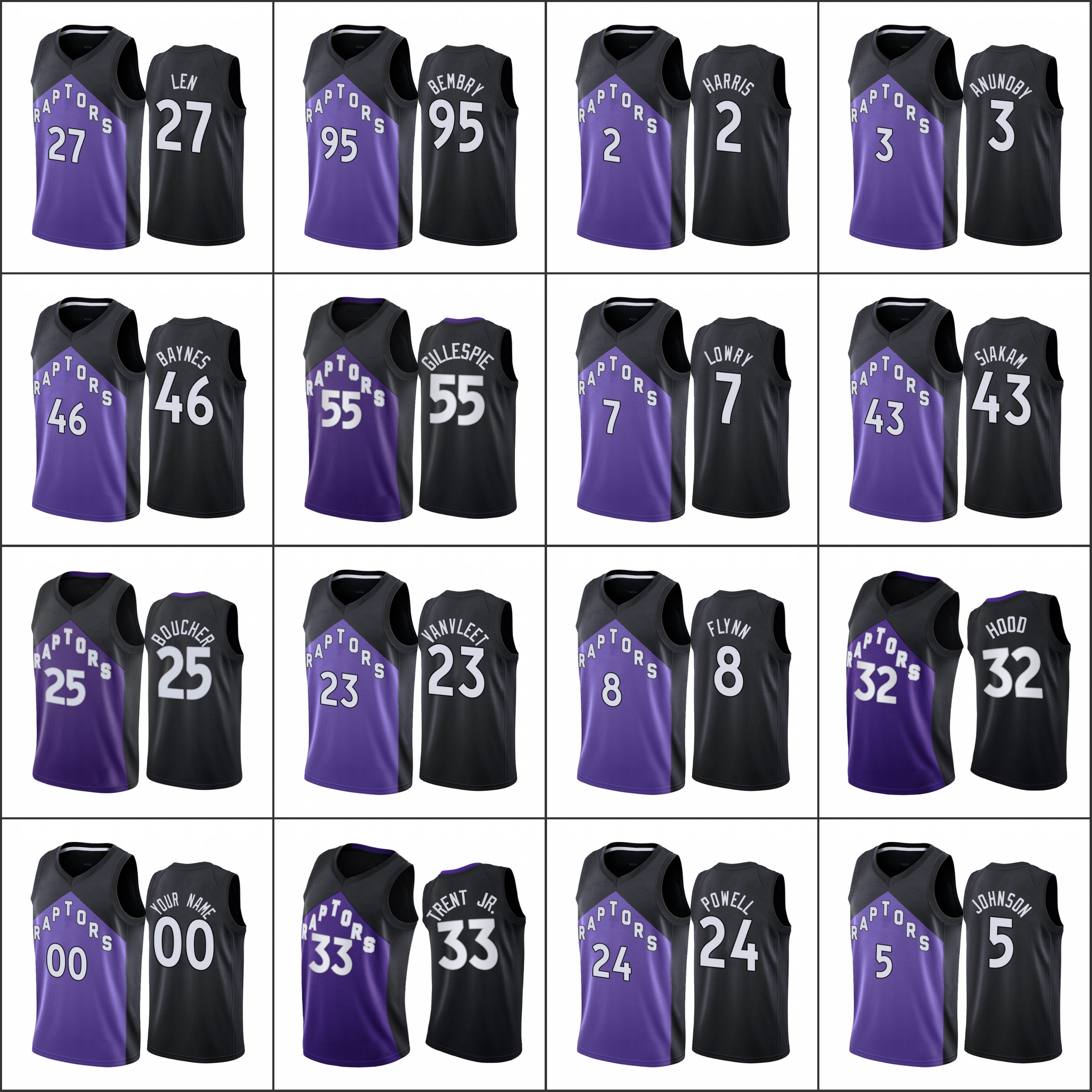 

Men TorontoRaptorsPascal Siakam OG Anunoby Fred VanVleet Kyle Lowry Gary Trent Jr. Custom Earned Edition Purple Jersey, Black